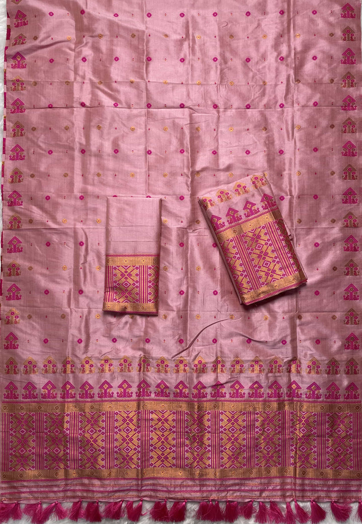 Ready-To-Wear Fixed Pari Miri Bhagalpuri Art Toss* Mekhela Sador