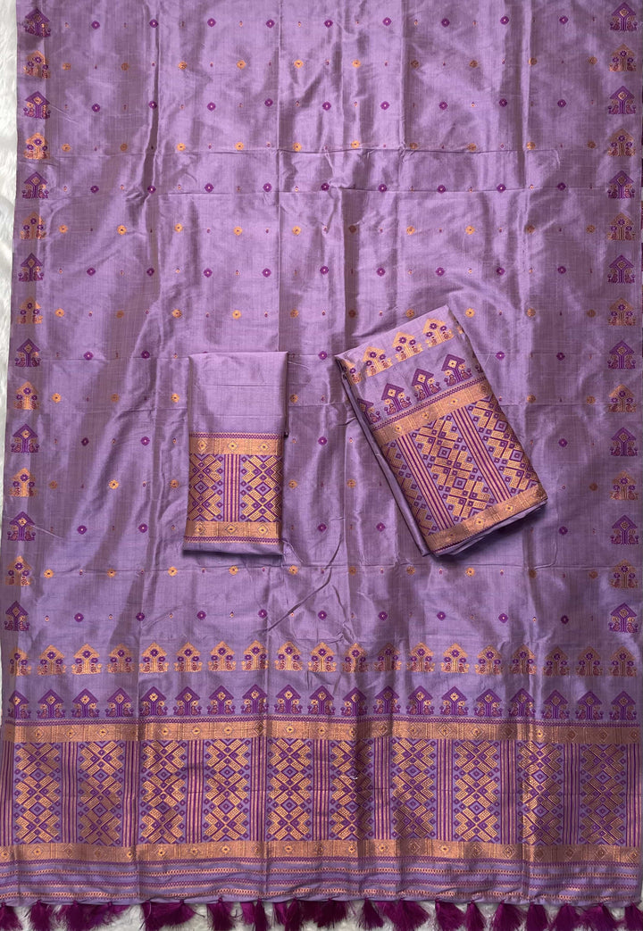 Ready-To-Wear Fixed Pari Miri Bhagalpuri Art Toss* Mekhela Sador