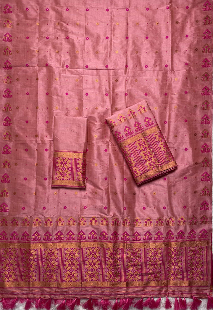 Ready-To-Wear Fixed Pari Miri Bhagalpuri Art Toss* Mekhela Sador