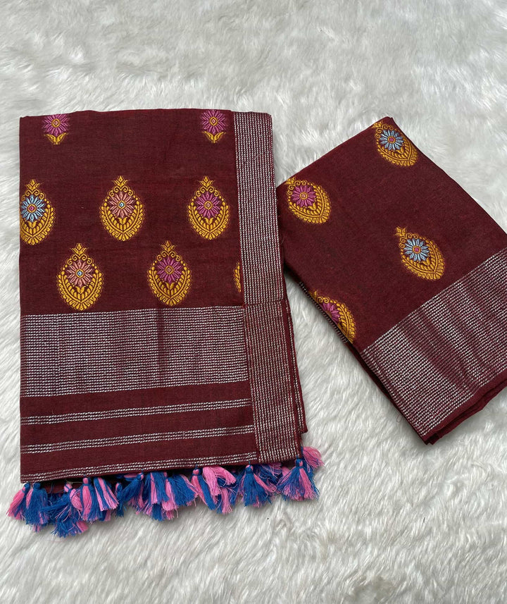 Ready-To-Wear Multi-Dhaga Weaving Work Kesa Cotton* Mekhela Sador