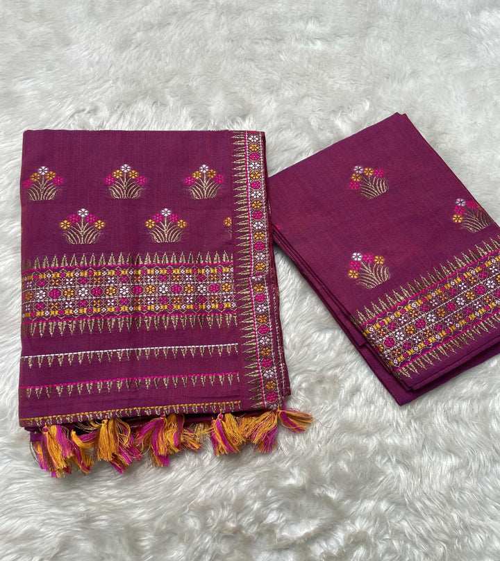 Ready-To-Wear Multi-Dhaga Weaving Work Kesa Cotton* Mekhela Sador
