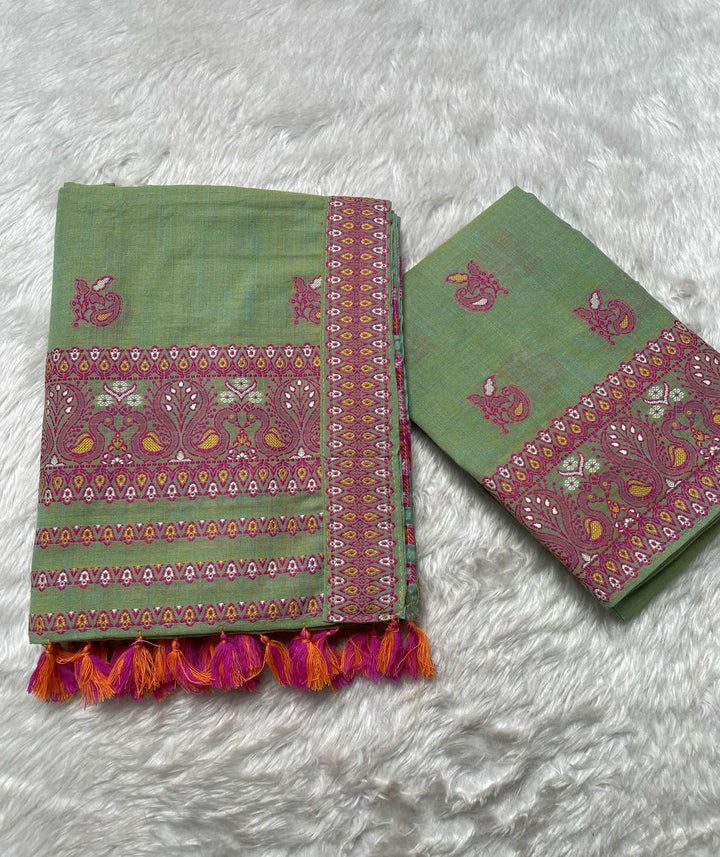 Ready-To-Wear Multi-Dhaga Weaving Work Kesa Cotton* Mekhela Sador