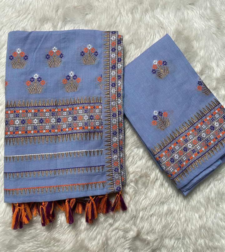 Ready-To-Wear Multi-Dhaga Weaving Work Kesa Cotton* Mekhela Sador