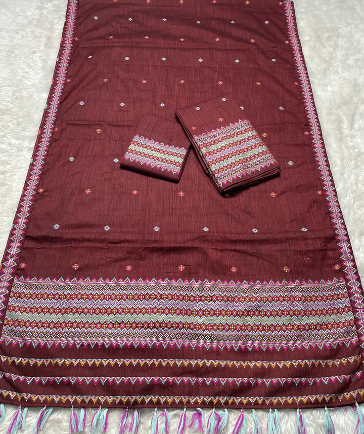 Ready-To-Wear Multi-Dhaga Weaving Work Kesa Cotton* Mekhela Sador