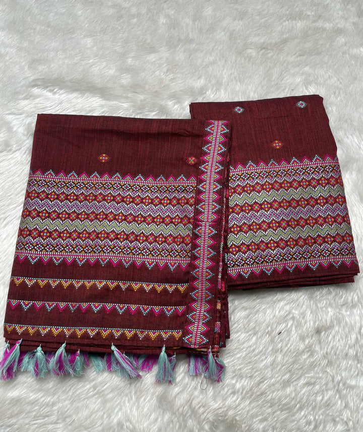 Ready-To-Wear Multi-Dhaga Weaving Work Kesa Cotton* Mekhela Sador