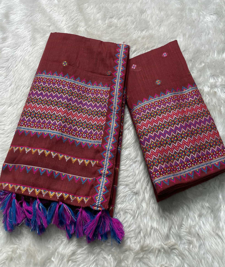 Ready-To-Wear Multi-Dhaga Weaving Work Kesa Cotton* Mekhela Sador