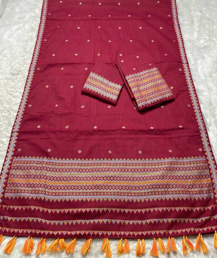 Ready-To-Wear Multi-Dhaga Weaving Work Kesa Cotton* Mekhela Sador