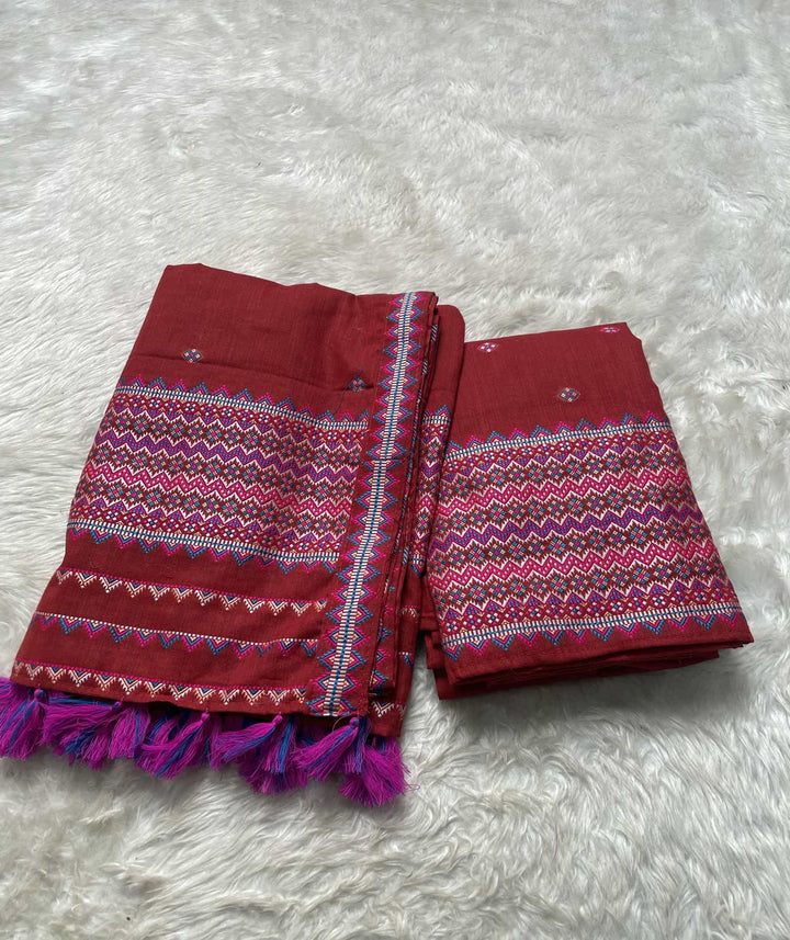 Ready-To-Wear Multi-Dhaga Weaving Work Kesa Cotton* Mekhela Sador