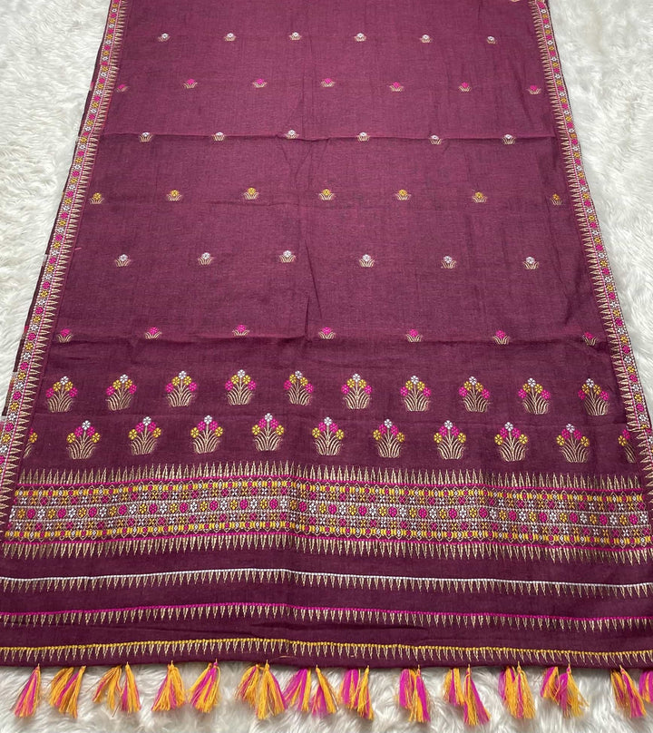 Ready-To-Wear Multi-Dhaga Weaving Work Kesa Cotton* Mekhela Sador