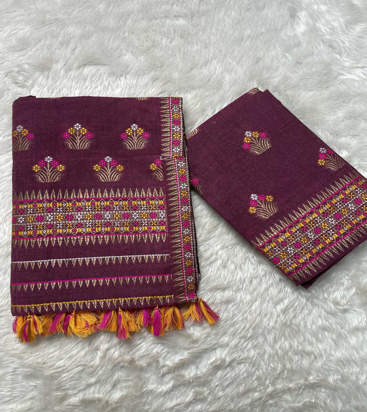 Ready-To-Wear Multi-Dhaga Weaving Work Kesa Cotton* Mekhela Sador