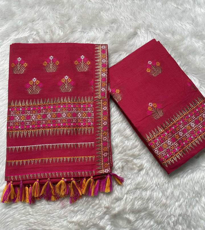 Ready-To-Wear Multi-Dhaga Weaving Work Kesa Cotton* Mekhela Sador