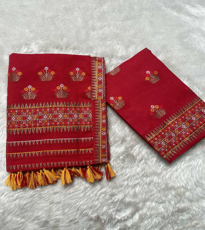 Ready-To-Wear Multi-Dhaga Weaving Work Kesa Cotton* Mekhela Sador