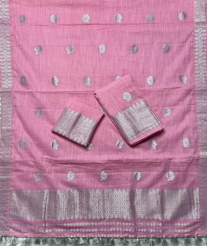 Ready-To-Wear Silver Jari Weaving Work Kesa Cotton* Mekhela Sador