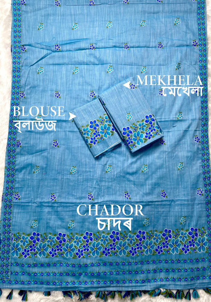 Ready-To-Wear Multi-Dhaga Weaving Work Kesa Cotton* Mekhela Sador