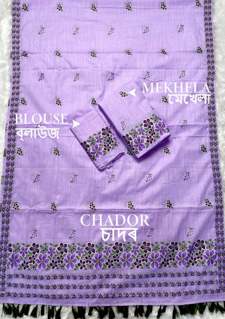 Ready-To-Wear Multi-Dhaga Weaving Work Kesa Cotton* Mekhela Sador