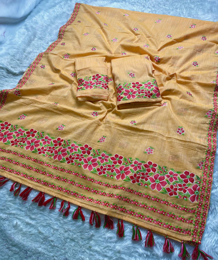 Ready-To-Wear Multi-Dhaga Weaving Work Kesa Cotton* Mekhela Sador
