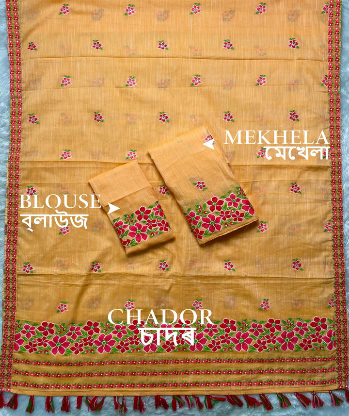 Ready-To-Wear Multi-Dhaga Weaving Work Kesa Cotton* Mekhela Sador