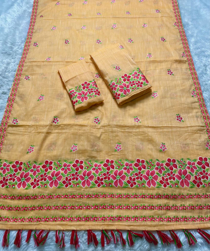 Ready-To-Wear Multi-Dhaga Weaving Work Kesa Cotton* Mekhela Sador