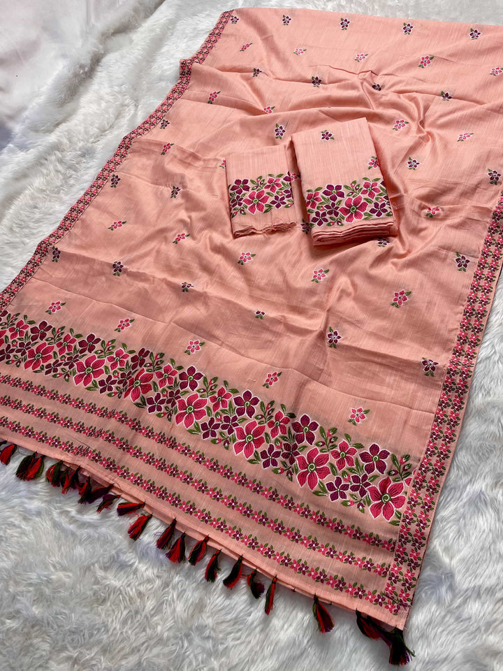 Ready-To-Wear Multi-Dhaga Weaving Work Kesa Cotton* Mekhela Sador