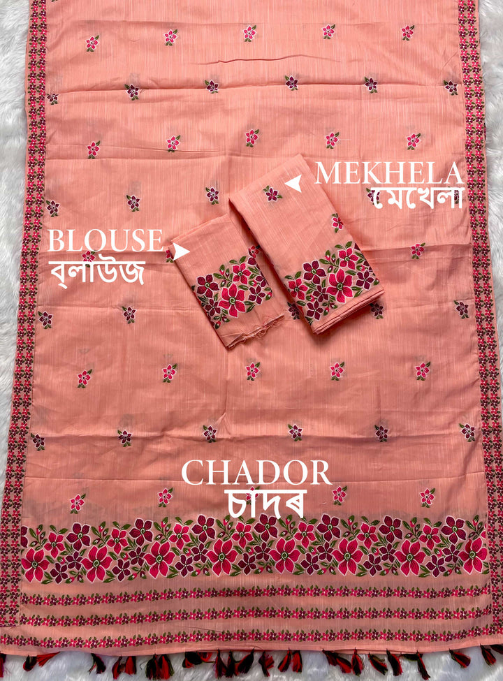 Ready-To-Wear Multi-Dhaga Weaving Work Kesa Cotton* Mekhela Sador