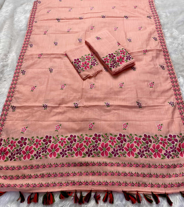 Ready-To-Wear Multi-Dhaga Weaving Work Kesa Cotton* Mekhela Sador