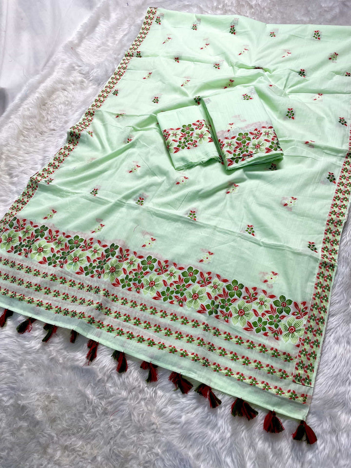 Ready-To-Wear Multi-Dhaga Weaving Work Kesa Cotton* Mekhela Sador
