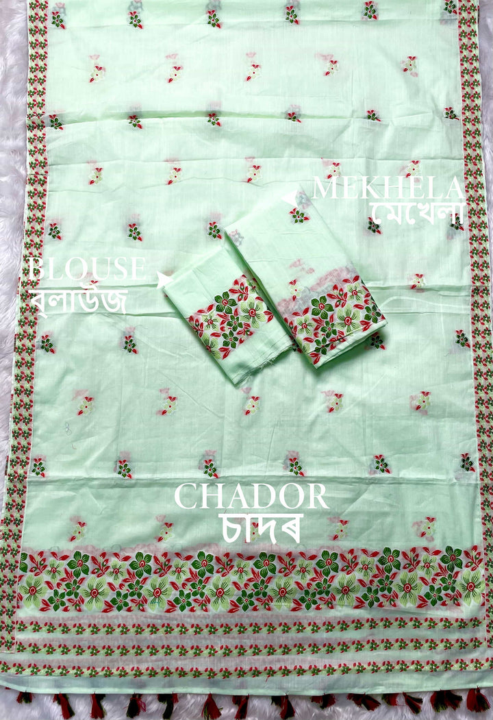 Ready-To-Wear Multi-Dhaga Weaving Work Kesa Cotton* Mekhela Sador