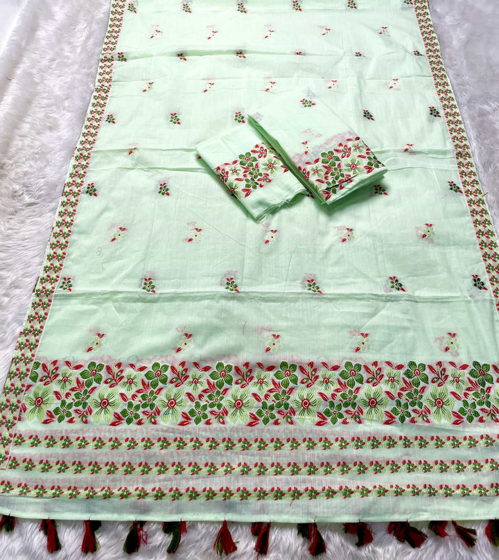 Ready-To-Wear Multi-Dhaga Weaving Work Kesa Cotton* Mekhela Sador