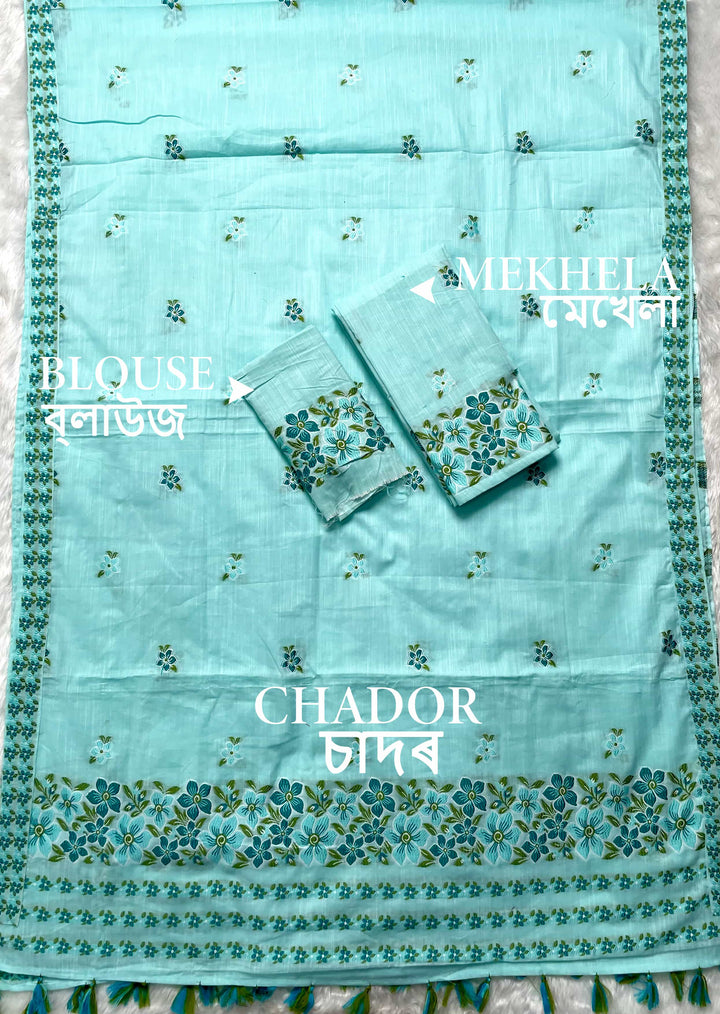 Ready-To-Wear Multi-Dhaga Weaving Work Kesa Cotton* Mekhela Sador