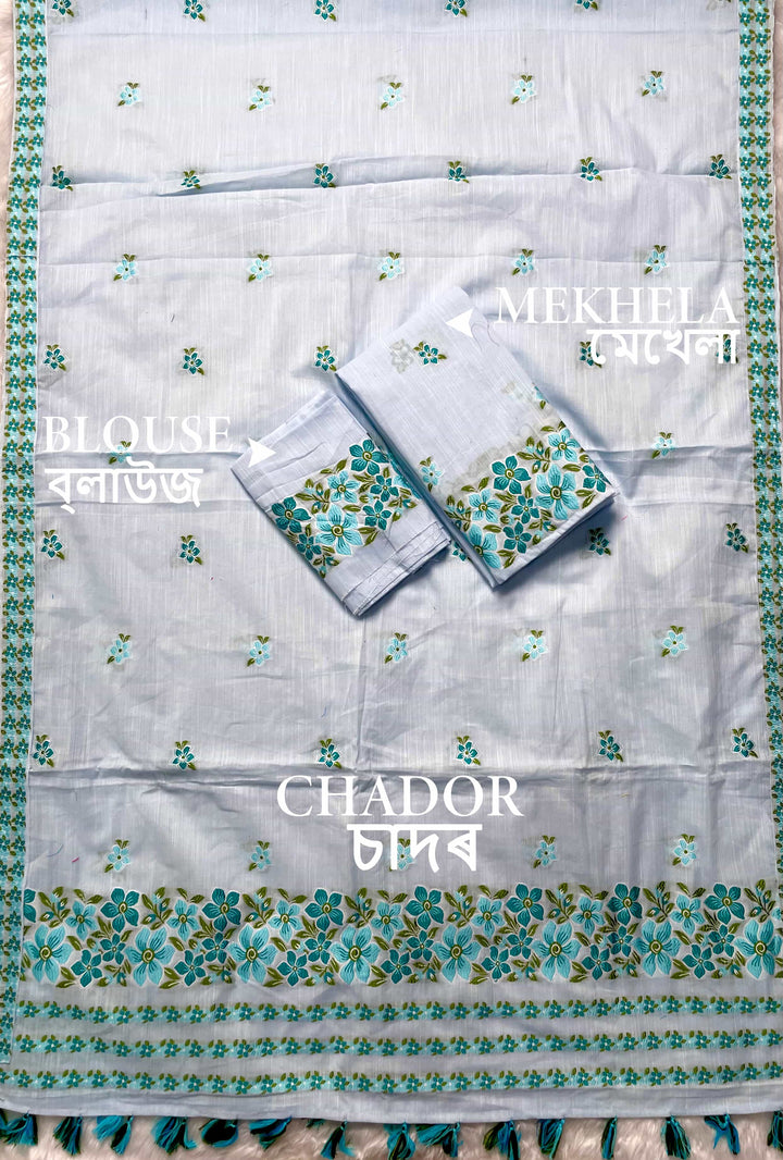 Ready-To-Wear Multi-Dhaga Weaving Work Kesa Cotton* Mekhela Sador