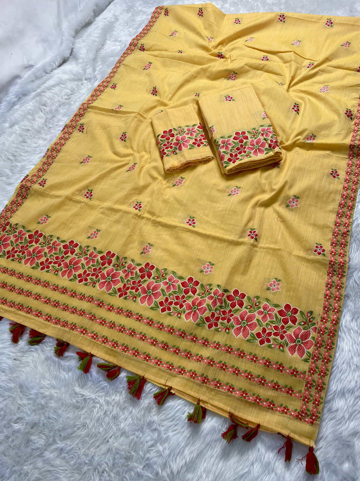 Ready-To-Wear Multi-Dhaga Weaving Work Kesa Cotton* Mekhela Sador
