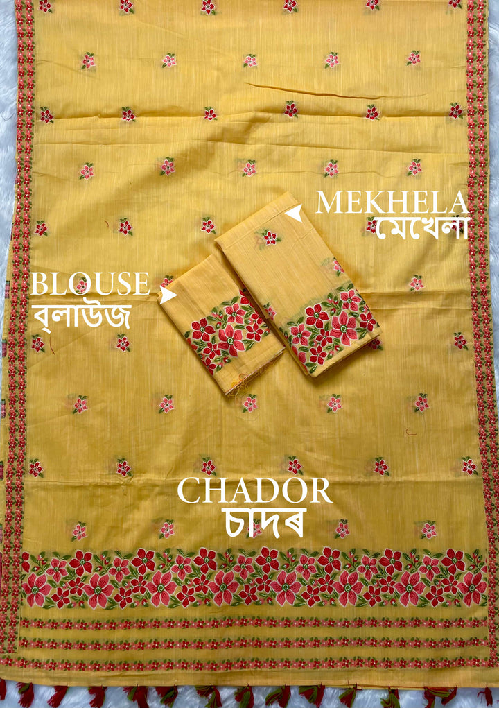 Ready-To-Wear Multi-Dhaga Weaving Work Kesa Cotton* Mekhela Sador