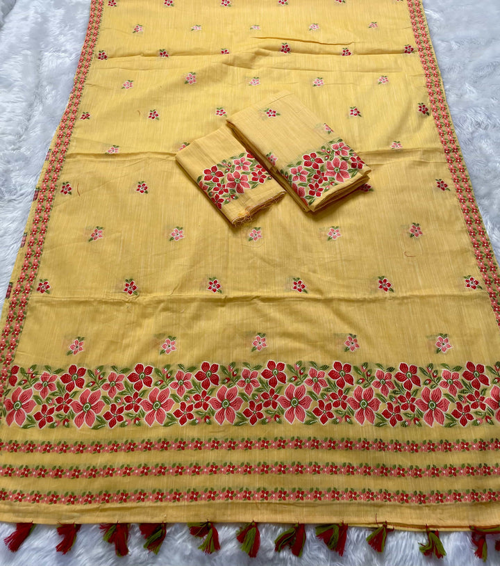 Ready-To-Wear Multi-Dhaga Weaving Work Kesa Cotton* Mekhela Sador