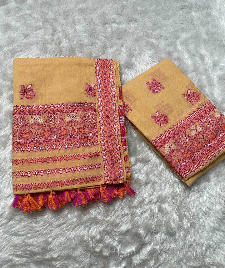 Ready-To-Wear Multi-Dhaga Weaving Work Kesa Cotton* Mekhela Sador