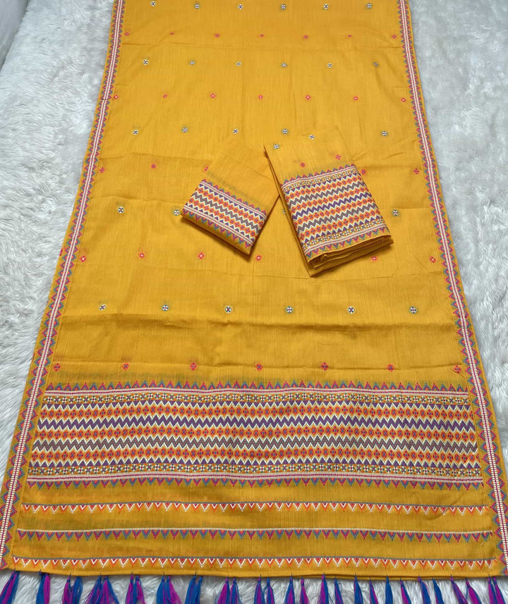 Ready-To-Wear Multi-Dhaga Weaving Work Kesa Cotton* Mekhela Sador