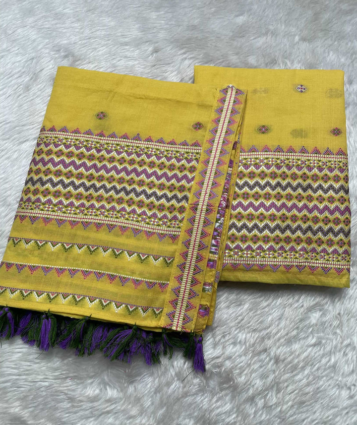 Ready-To-Wear Multi-Dhaga Weaving Work Kesa Cotton* Mekhela Sador