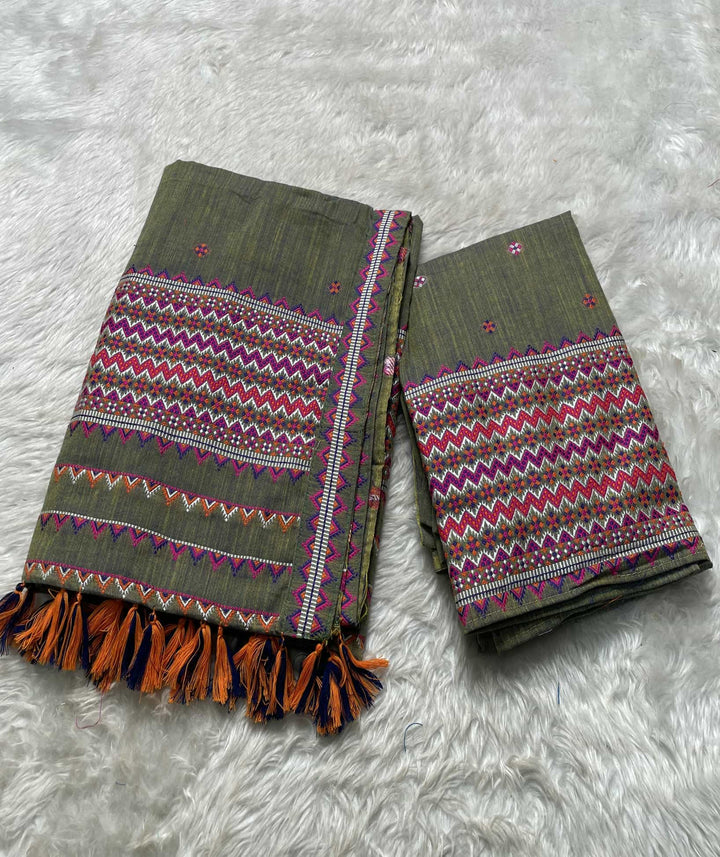 Ready-To-Wear Multi-Dhaga Weaving Work Kesa Cotton* Mekhela Sador