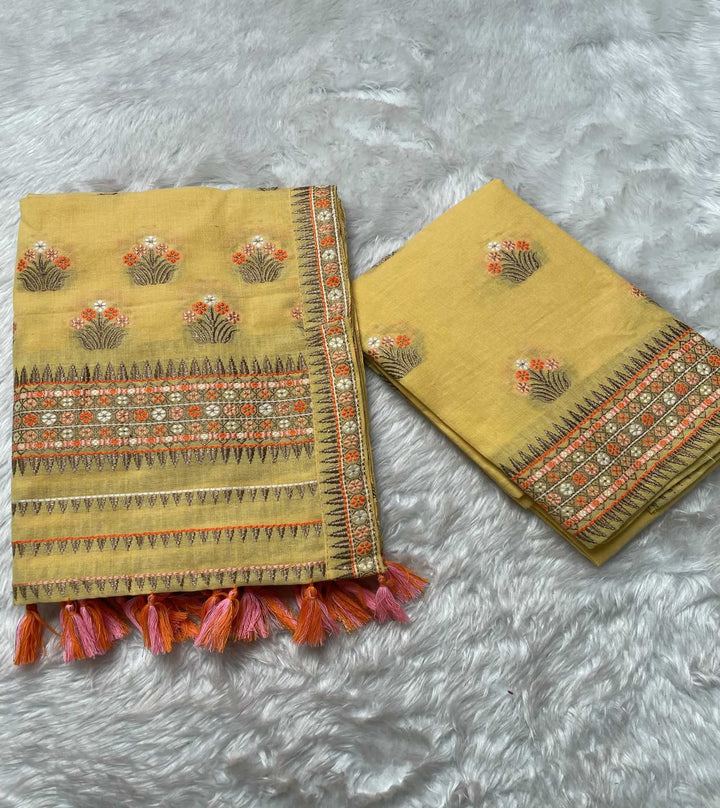 Ready-To-Wear Multi-Dhaga Weaving Work Kesa Cotton* Mekhela Sador