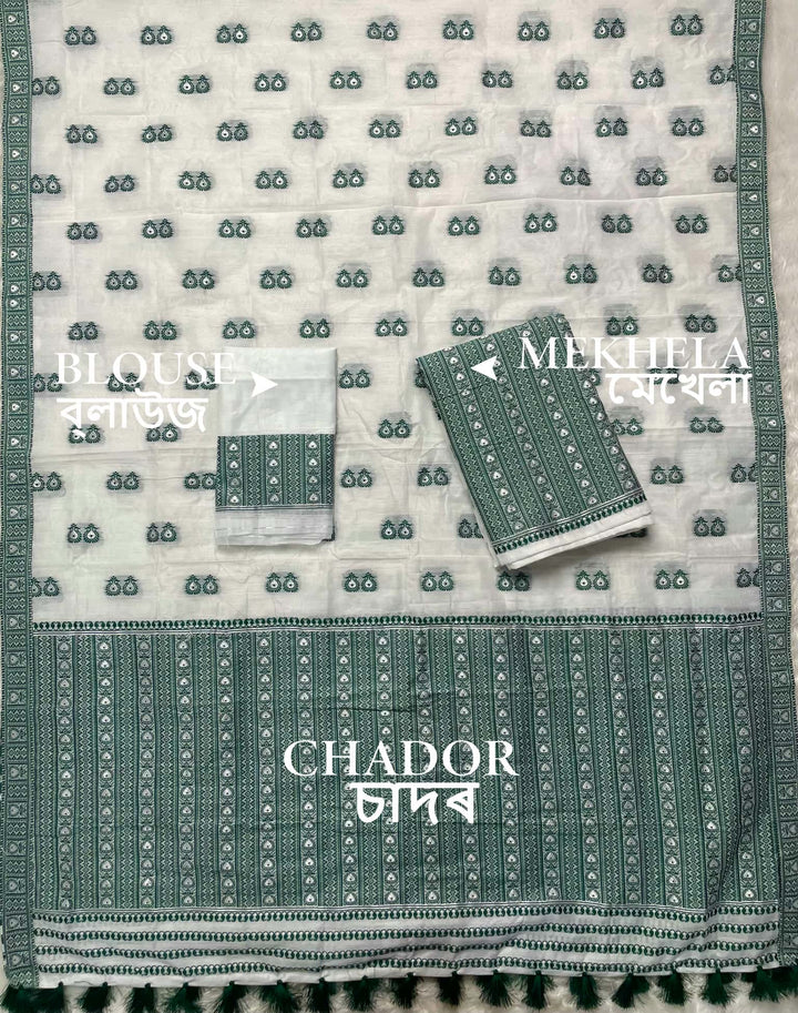 Ready-To-Wear Dhaga Work AC Cotton* Mekhela Sador
