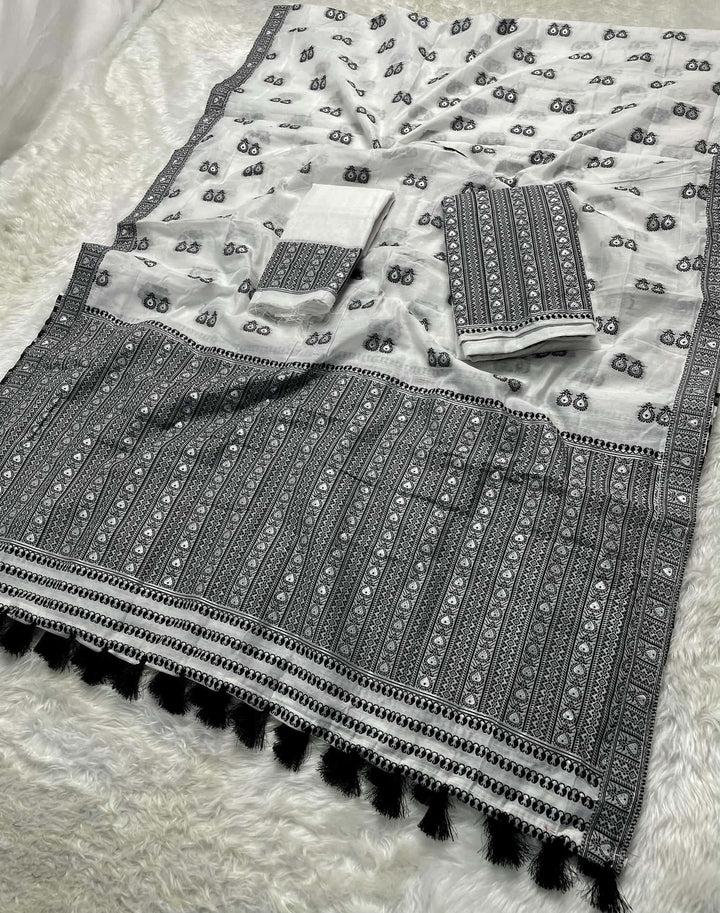 Ready-To-Wear Dhaga Work AC Cotton* Mekhela Sador