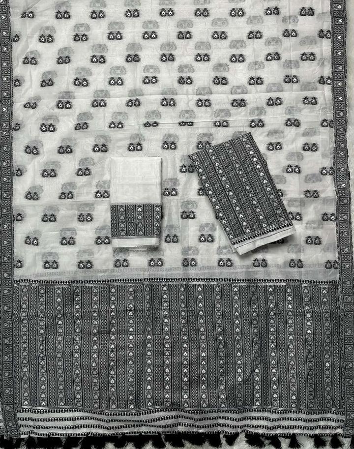 Ready-To-Wear Dhaga Work AC Cotton* Mekhela Sador