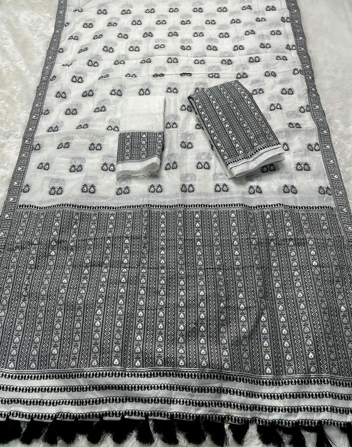 Ready-To-Wear Dhaga Work AC Cotton* Mekhela Sador