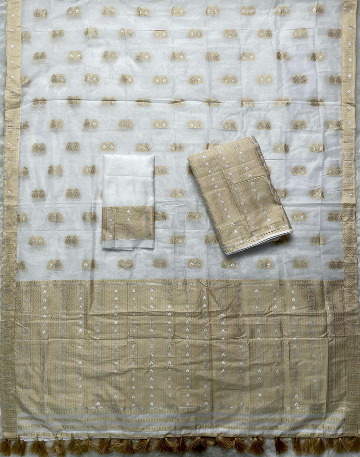 Ready-To-Wear Dhaga Work AC Cotton* Mekhela Sador