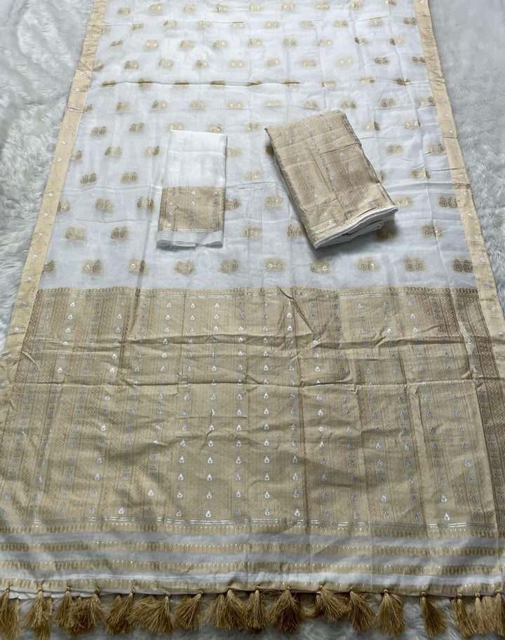 Ready-To-Wear Dhaga Work AC Cotton* Mekhela Sador