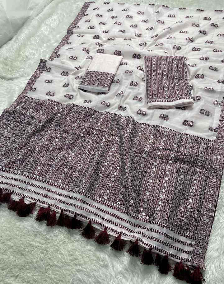Ready-To-Wear Dhaga Work AC Cotton* Mekhela Sador