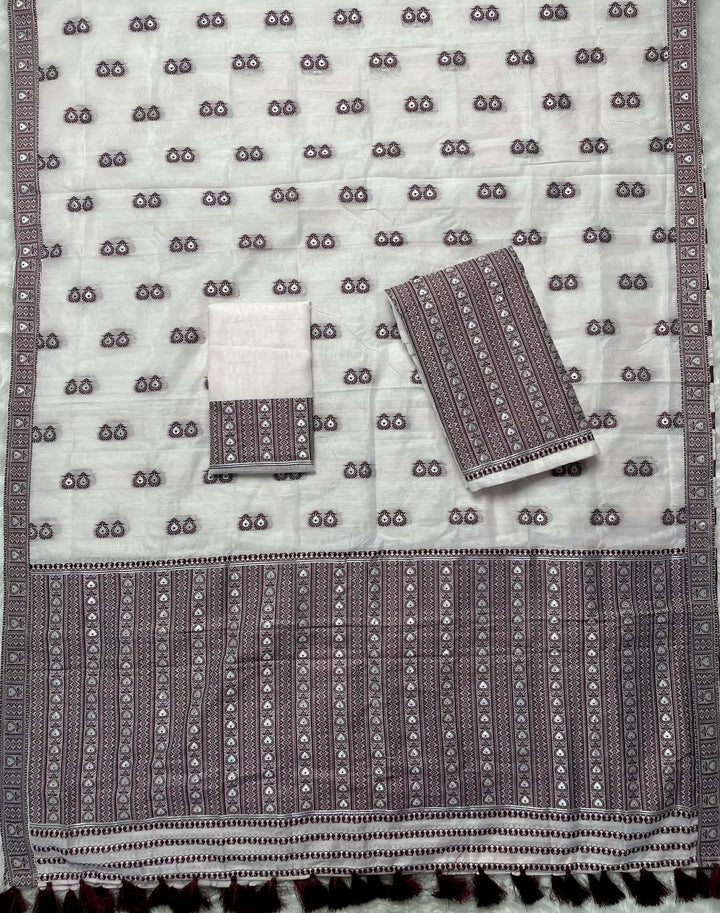 Ready-To-Wear Dhaga Work AC Cotton* Mekhela Sador