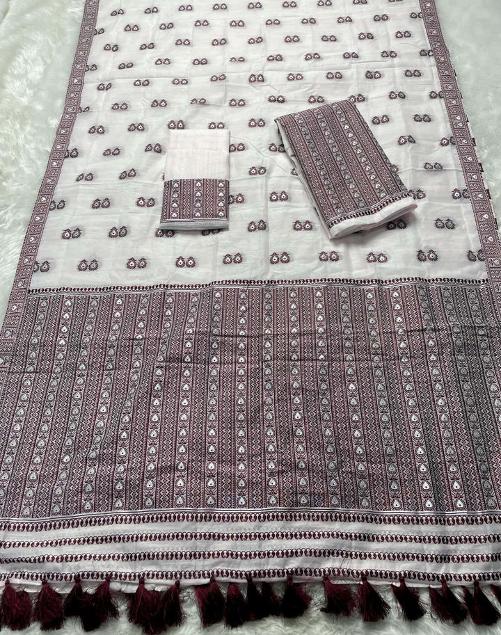 Ready-To-Wear Dhaga Work AC Cotton* Mekhela Sador