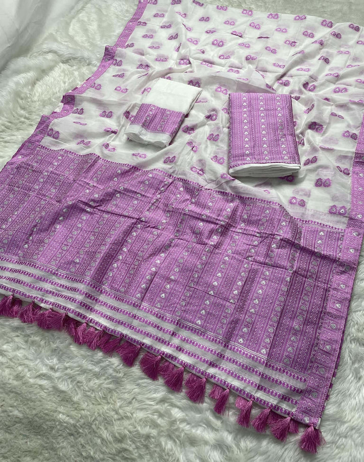 Ready-To-Wear Dhaga Work AC Cotton* Mekhela Sador