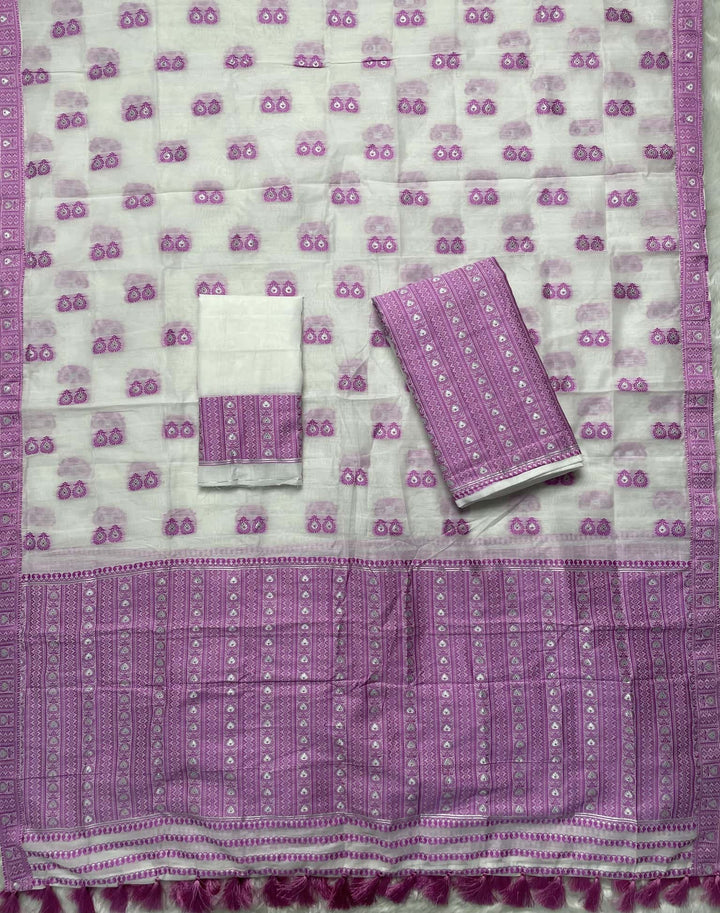 Ready-To-Wear Dhaga Work AC Cotton* Mekhela Sador