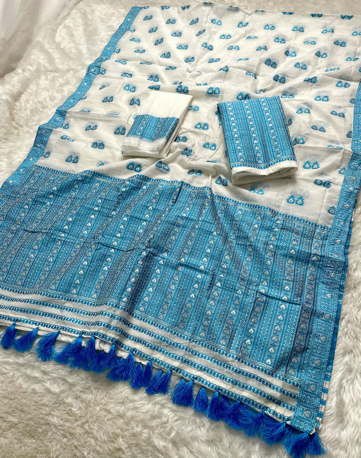 Ready-To-Wear Dhaga Work AC Cotton* Mekhela Sador